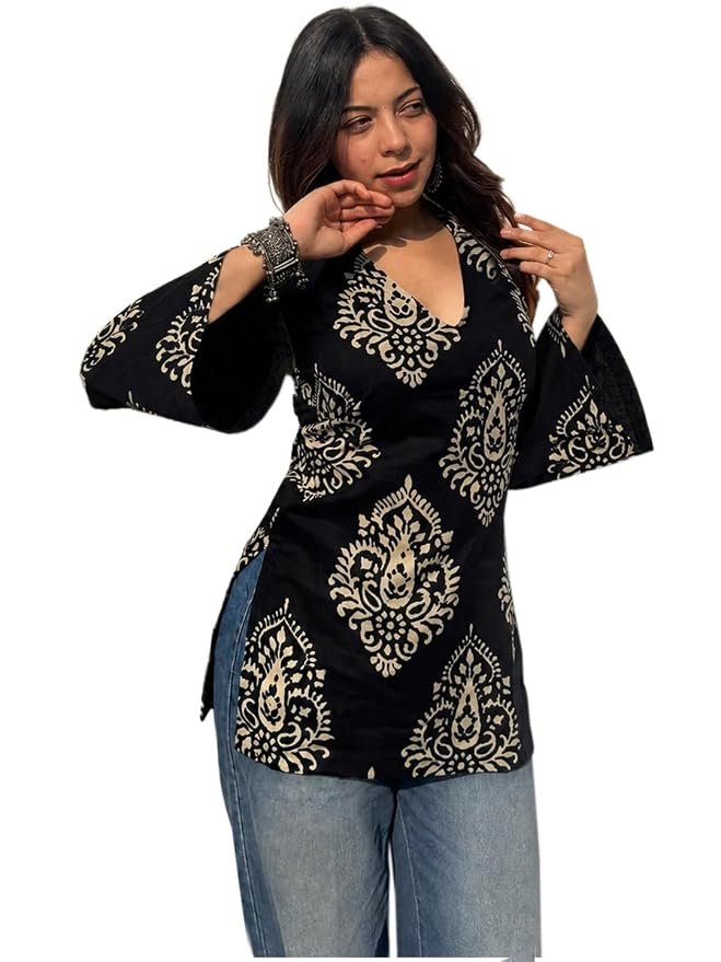 ANNI Designer Cotton Short Kurti for Women | Stylish Kurti | Short Kurti Top | Casual Kurta for Women | Comfortable Cotton Kurtis for Womens