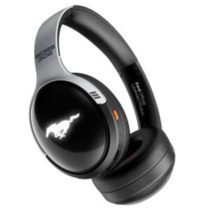 GOBOULT Mustang Thunder Bluetooth Headphones with Upto 70H Playtime, BoomX Technology, Brightness LEDs, 40mm Driver, Zen ENC Mic, BTv 5.4, Type-C Fast Charging, Over Ear Wireless Headphone with Mic